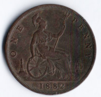 1 пенни. 1882(H) год, Великобритания.