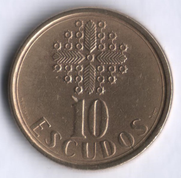 Монета 10 эскудо. 1986 год, Португалия.