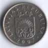 Монета 50 сантимов. 2007 год, Латвия.