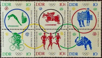 Набор марок (6 шт.). "Летние Олимпийские игры - Токио`1964 (II)". 1964 год, ГДР.