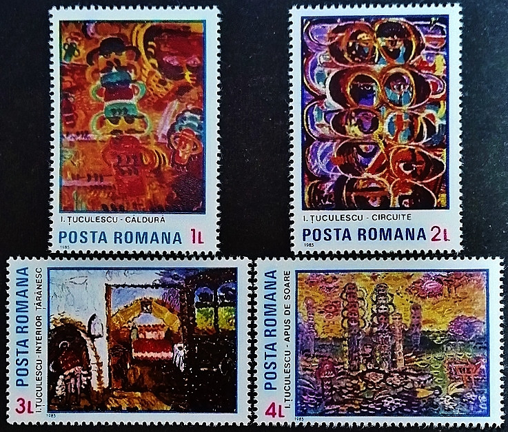 Набор марок (4 шт.). "Картины Иона Цукулеску". 1985 год, Румыния.