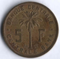 Монета 5 франков. 1952 год, Бельгийское Конго (Ruanda-Urundi).