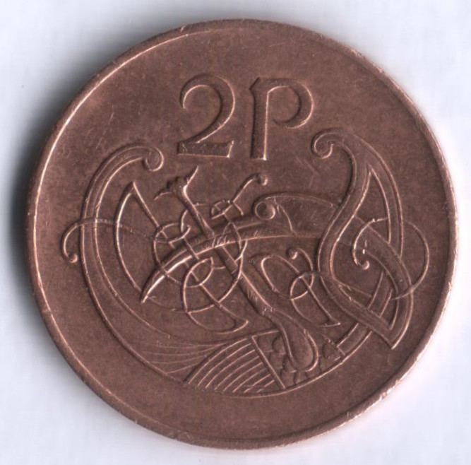 Монета 2 пенса. 1976 год, Ирландия.