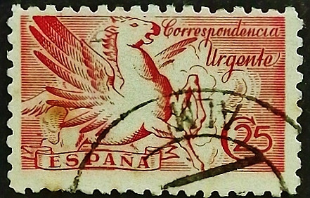Почтовая марка. "Экспресс-почта Пегас". 1941 год, Испания.