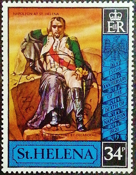 Почтовая марка (34 p.). «Наполеон на Острове Святой Елены», Поль Деларош. 1971 год, Остров Святой Елены. Почтовая марка (34 p.). «Наполеон на Острове Святой Елены», Поль Деларош. 1971 год, Остров Святой Елены.