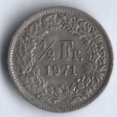 1/2 франка. 1971 год, Швейцария.
