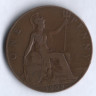 Монета 1 пенни. 1909 год, Великобритания.