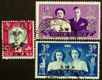 Набор марок (3 шт.). "Королевский визит". 1947 год, Южная Африка.