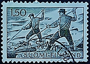 Почтовая марка (1,5 m.). "Лесное хозяйство". 1963 год, Финляндия. Почтовая марка (1,5 m.). "Лесное хозяйство". 1963 год, Финляндия.