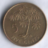 Монета 5 центов. 1982 год, Сейшельские острова.