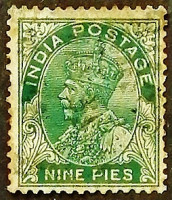 Почтовая марка. "Король Георг V". 1932 год, Британская Индия.