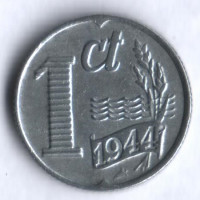 Монета 1 цент. 1944 год, Нидерланды.