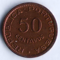 Монета 50 сентаво. 1954 год, Ангола (колония Португалии).