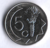 Монета 5 центов. 2002 год, Намибия.