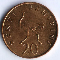 Монета 20 центов. 1984 год, Танзания.
