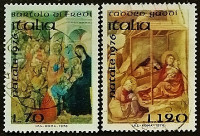 Набор почтовых марок (2 шт.). "Рождество-1976". 1976 год, Италия.