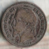 Монета 50 сантимов. 1867(A) год, Франция. Вариант аверса 1.