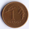 Монета 1 грош. 2000 год, Польша.