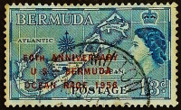 Почтовая марка (1`3 s.). "50 лет яхтенной регате Ньюпорт-Бермуды". 1956 год, Бермудские острова.