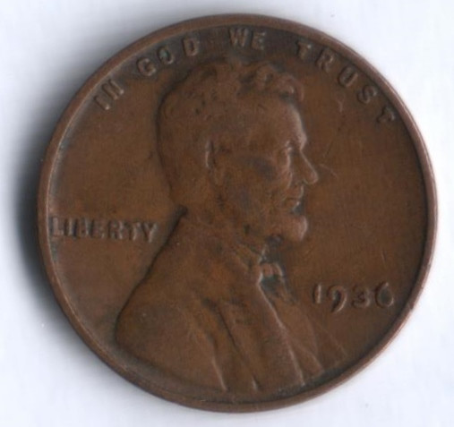 1 цент. 1936 год, США.