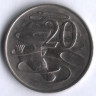 Монета 20 центов. 1969 год, Австралия.