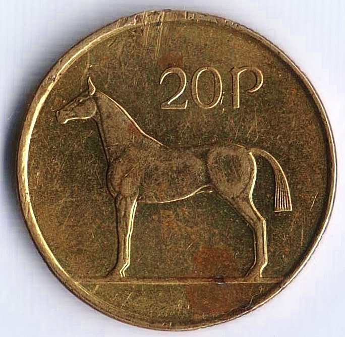 Монета 20 пенсов. 1999 год, Ирландия.