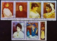 Набор почтовых марок (6 шт.). "Картины Пабло Пикассо". 1982 год, Сан-Томе и Принсипи.