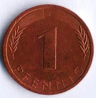 Монета 1 пфенниг. 1973(J) год, ФРГ.