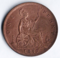 1 пенни. 1887 год, Великобритания.