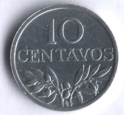 Монета 10 сентаво. 1973 год, Португалия.