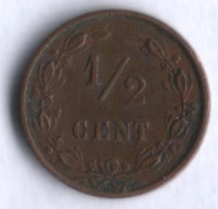 Монета 1/2 цента. 1884 год, Нидерланды.