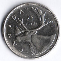 Монета 25 центов. 1971 год, Канада.