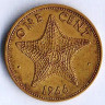 Монета 1 цент. 1966 год, Багамские острова.
