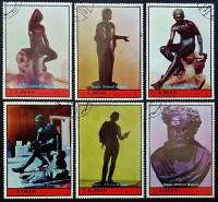 Набор марок (10 шт.). "Античные бронзовые статуи". 1972 год, Аджман.