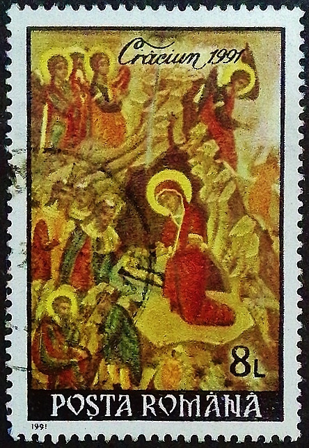 Почтовая марка. "Рождество - Рождение Иисуса". 1991 год, Румыния.