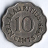 Монета 10 центов. 1959 год, Маврикий.