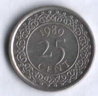 25 центов. 1989 год, Суринам.