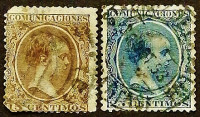 Набор почтовых марок (2 шт.). "Король Альфонсо XIII". 1889 год, Испания.