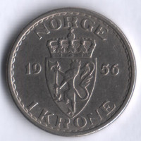 Монета 1 крона. 1956 год, Норвегия.