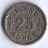Монета 25 эйре. 1922 год, Исландия. HCN;GJ.