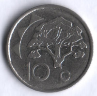 Монета 10 центов. 1993 год, Намибия.