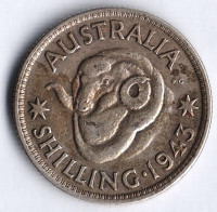 Монета 1 шиллинг. 1943(m) год, Австралия.