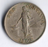 Монета 10 сентаво. 1960 год, Филиппины.