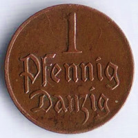 Монета 1 пфенниг. 1923 год, Данциг.