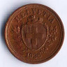 Монета 1 раппен. 1936 год, Швейцария.
