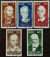 Набор почтовых марок (5 шт.). "Знаменитые люди". 1967 год, ГДР.