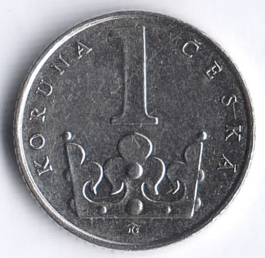 Монета 1 крона. 1997(m) год, Чехия.