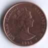 Монета 1 цент. 1996 год, Каймановы острова.