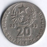 Монета 20 угий. 2003 год, Мавритания.