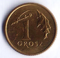 Монета 1 грош. 2005 год, Польша.